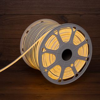 Гибкий неон 8х16мм двухсторонний 120 LED/м ТЕПЛЫЙ БЕЛЫЙ 24В бухта 50м (3 комплекта подключения)